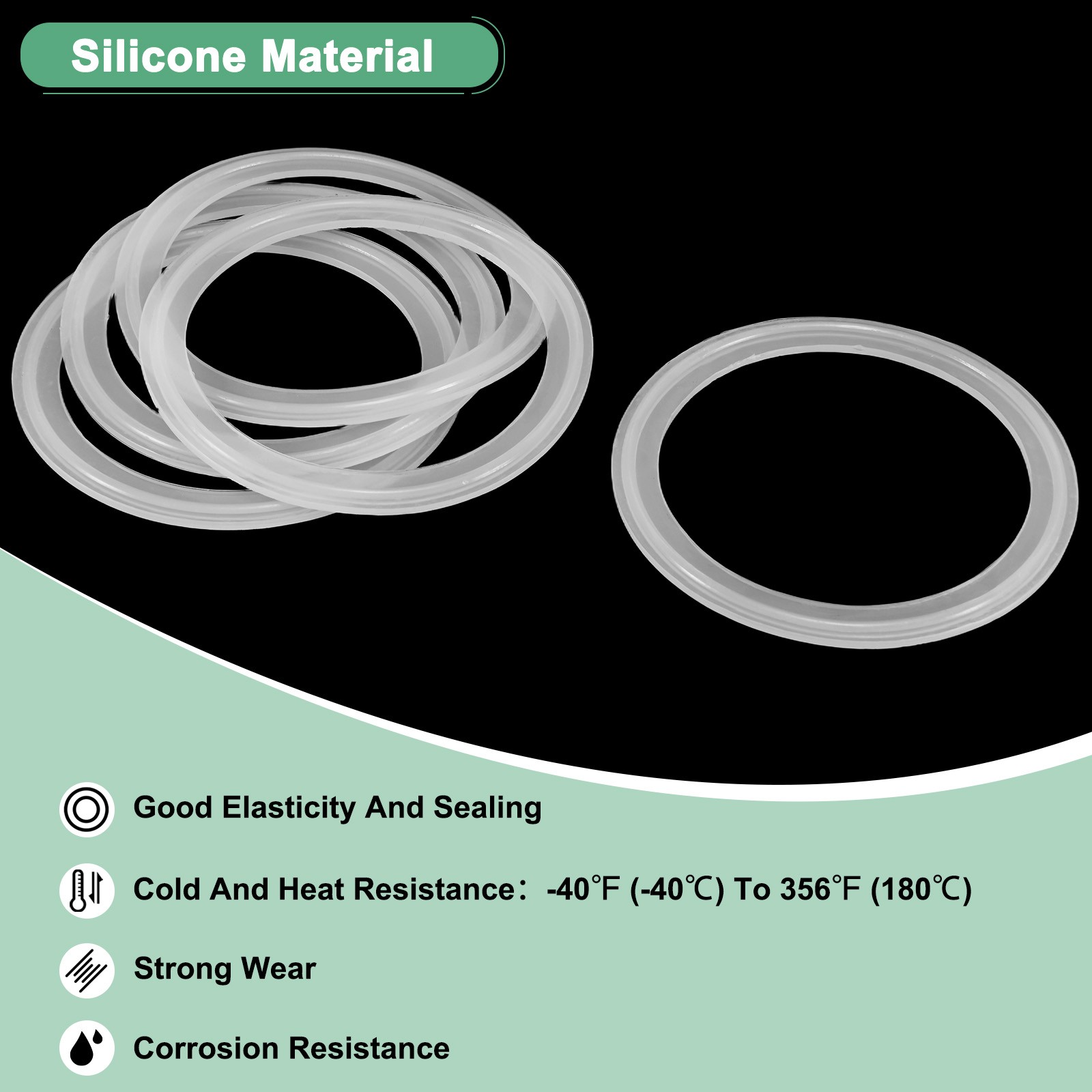 2-Pack Silicone O-Rings Gasket 2.9 in Fits OD 91mm Sanitary Pipe Weld Ferrule gallery