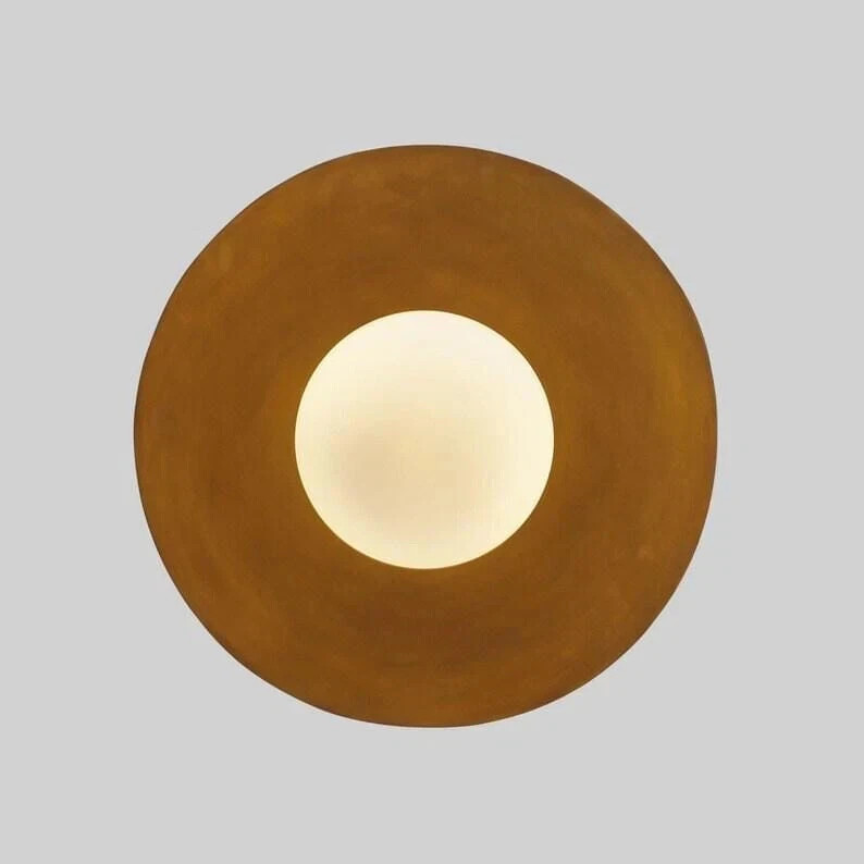 Mid Century Flush Mount Single Globe Shade Disk Sputnik Ceiling Raw Brass Finish gallery