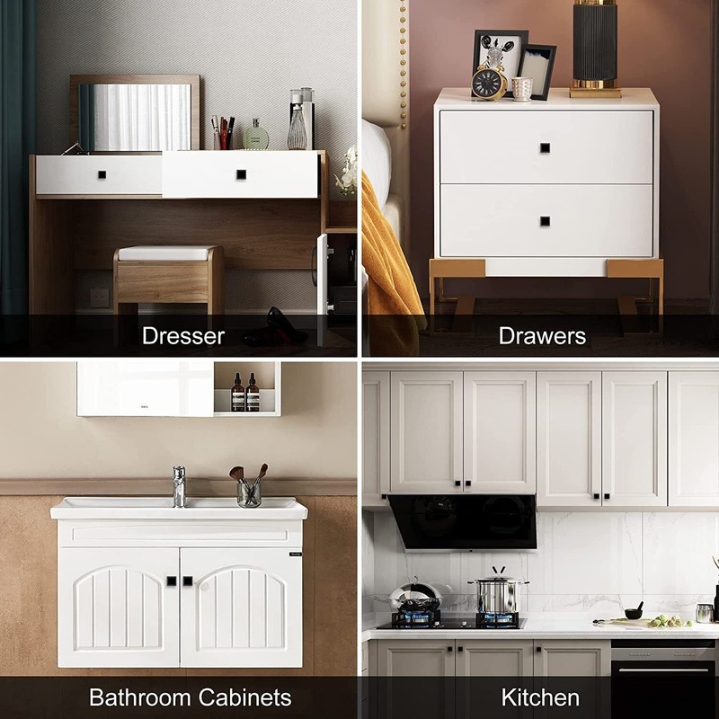 Black Square Cabinet Drawer Pull Knobs Handles for Kitchen Bathroom Hardware Lot gallery