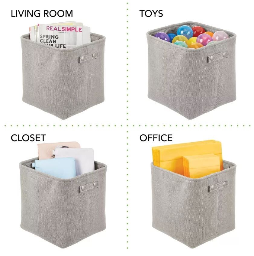 mDesign Cotton Fabric Storage Organizer Bin Basket Bathroom Tote box light grey gallery