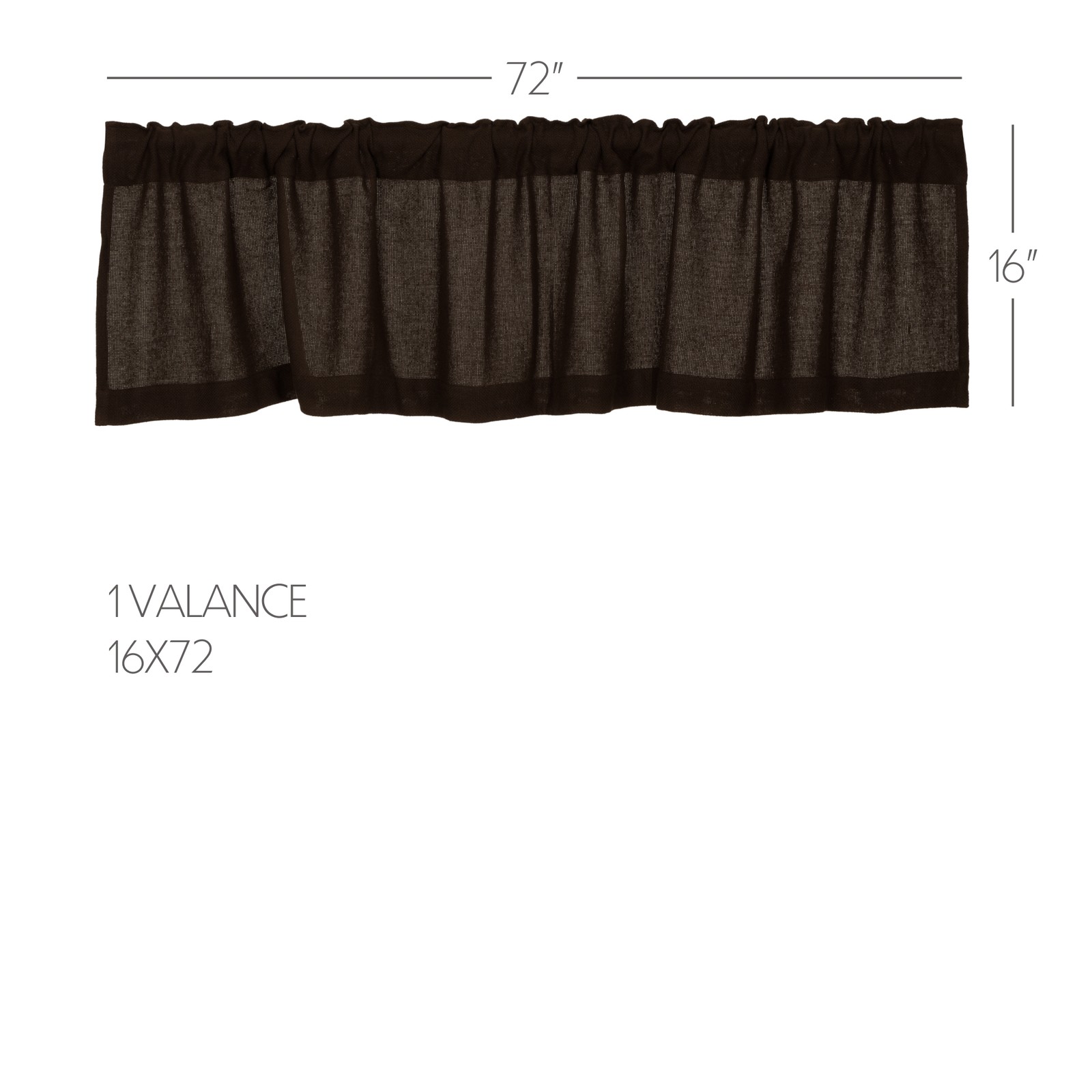 Burlap Farmhouse Chocolate Valance Curtain Cotton Rod Pocket 16x72" VHC Brands gallery