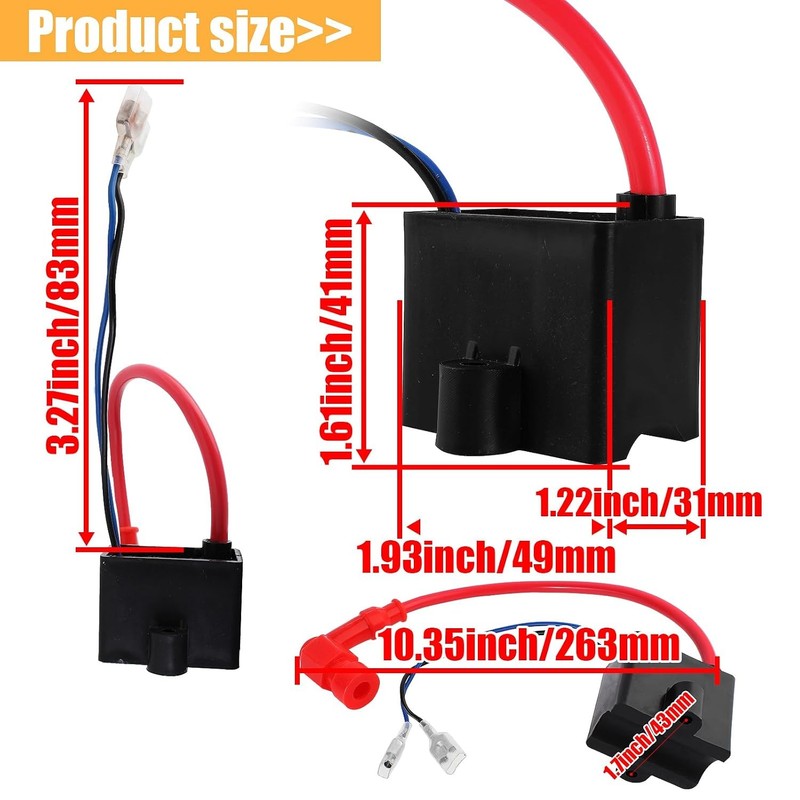 High Performance CDI Ignition Coil for 49cc 50cc 60cc 66cc 80cc 2-Stroke Engines gallery
