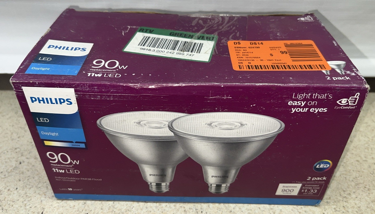 2 Pack Philips 90W Equivalent Daylight, Indoor/Outdoor, LED 11 W, 900 Lumens gallery