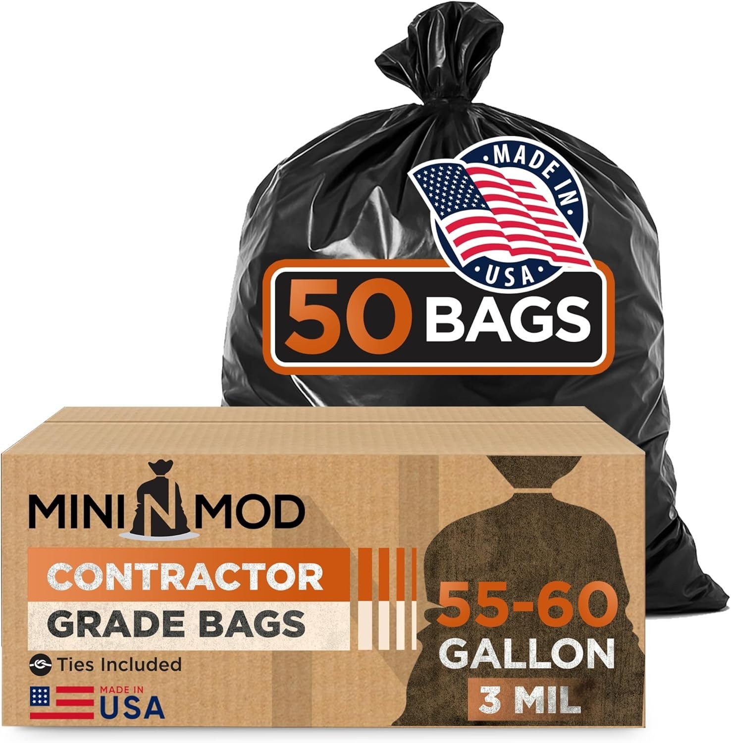 Contractor Garbage Bags 55 Gallon Heavy Duty | 50 Count | 3 Mil Construction ... gallery
