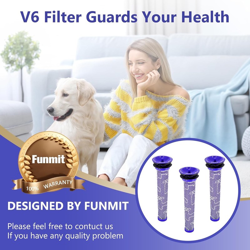 3-Pack Pre-Filter Replacement for Dyson V6 V7 V8 DC58 DC59 (Part #965661-01) gallery
