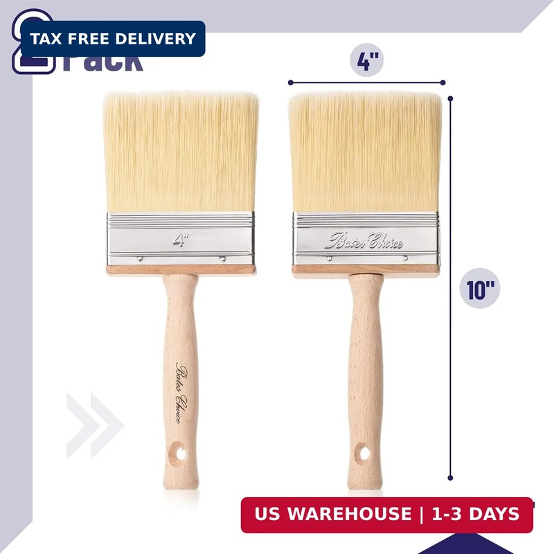 Bates- Deck Stain Brush, 4 Inch, 2 Pack, Wooden Handle, Stain Brushes for Wood, gallery