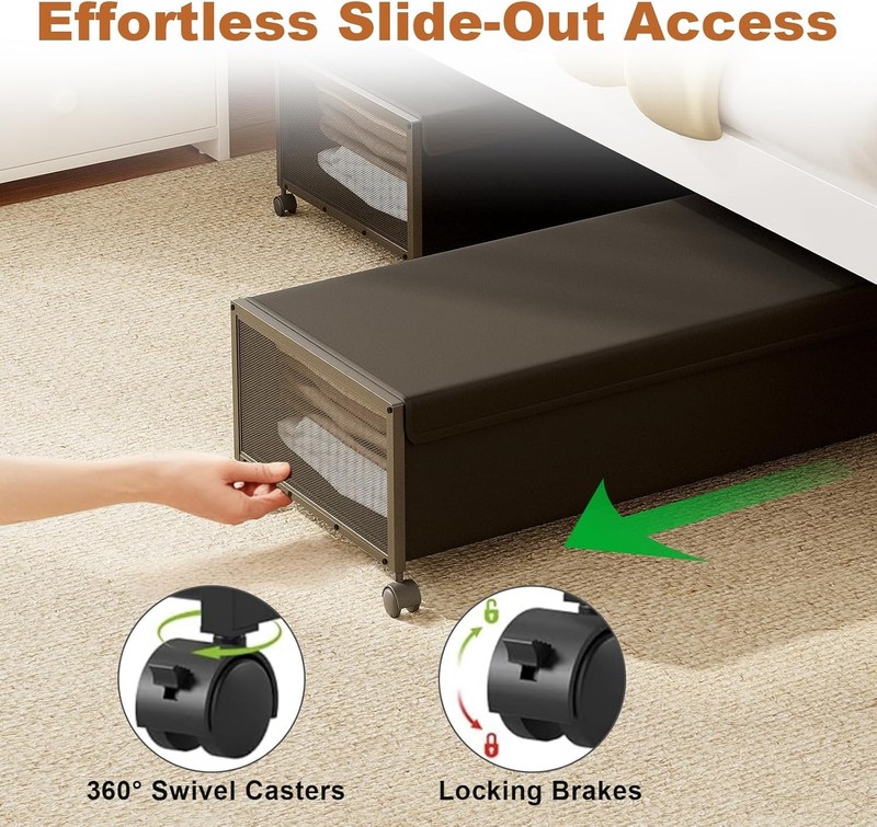 2 Pack Under the Bed Storage Containers,10 inch Height Under Bed Shoe gallery