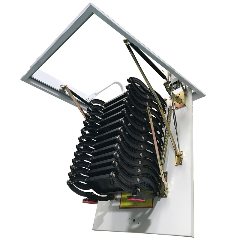 Attic Pull Down Ceiling Ladder Stairs Black Retractable Ladder Max Height 9.8ft gallery