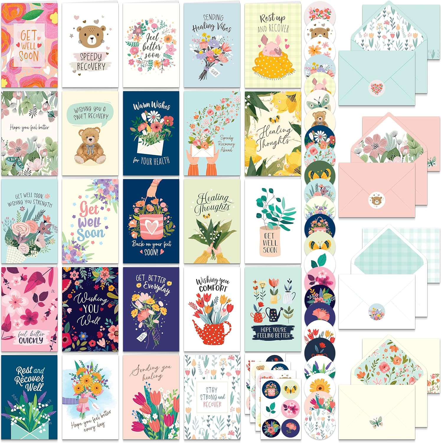Decorably 24 Pack 4X6In Assorted Get Well Cards Assortment Box with Envelopes an gallery