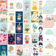 Decorably 24 Pack 4X6In Assorted Get Well Cards Assortment Box with Envelopes an