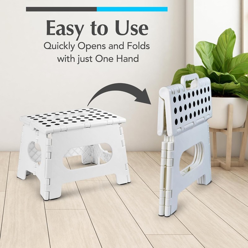 Sturdy Folding Step Stool White 8 Inch Height for Adults Kitchen Bathroom gallery
