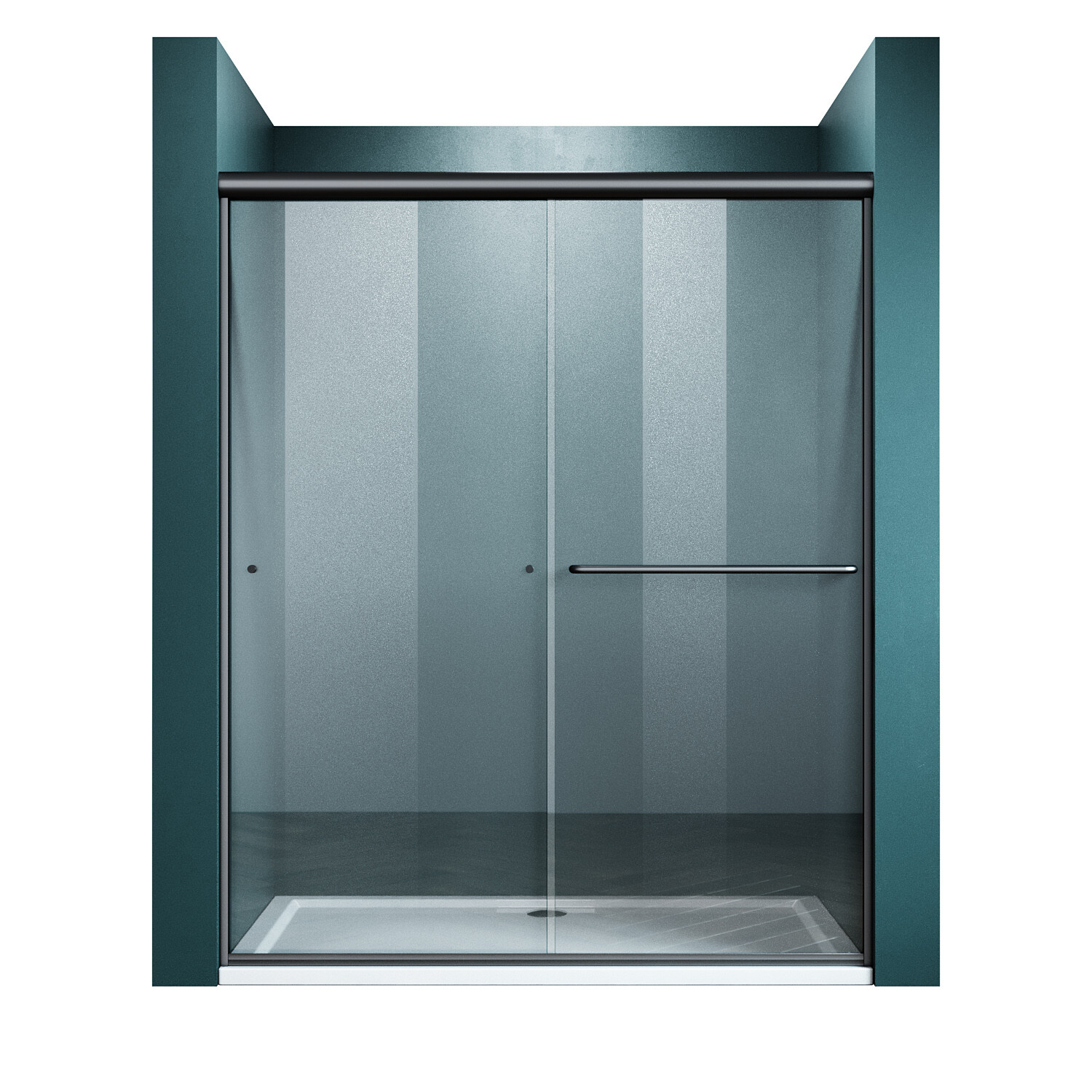ELEGANT 54 x 72 Sliding Shower Door Semi-Frameless Bypass Matte Black Finish gallery
