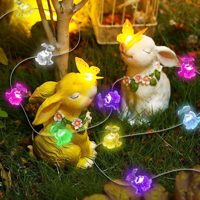 Easter Bunny String Lights, 16 ft 50 LED Spring Rabbit Lights for Lawns Garde... gallery