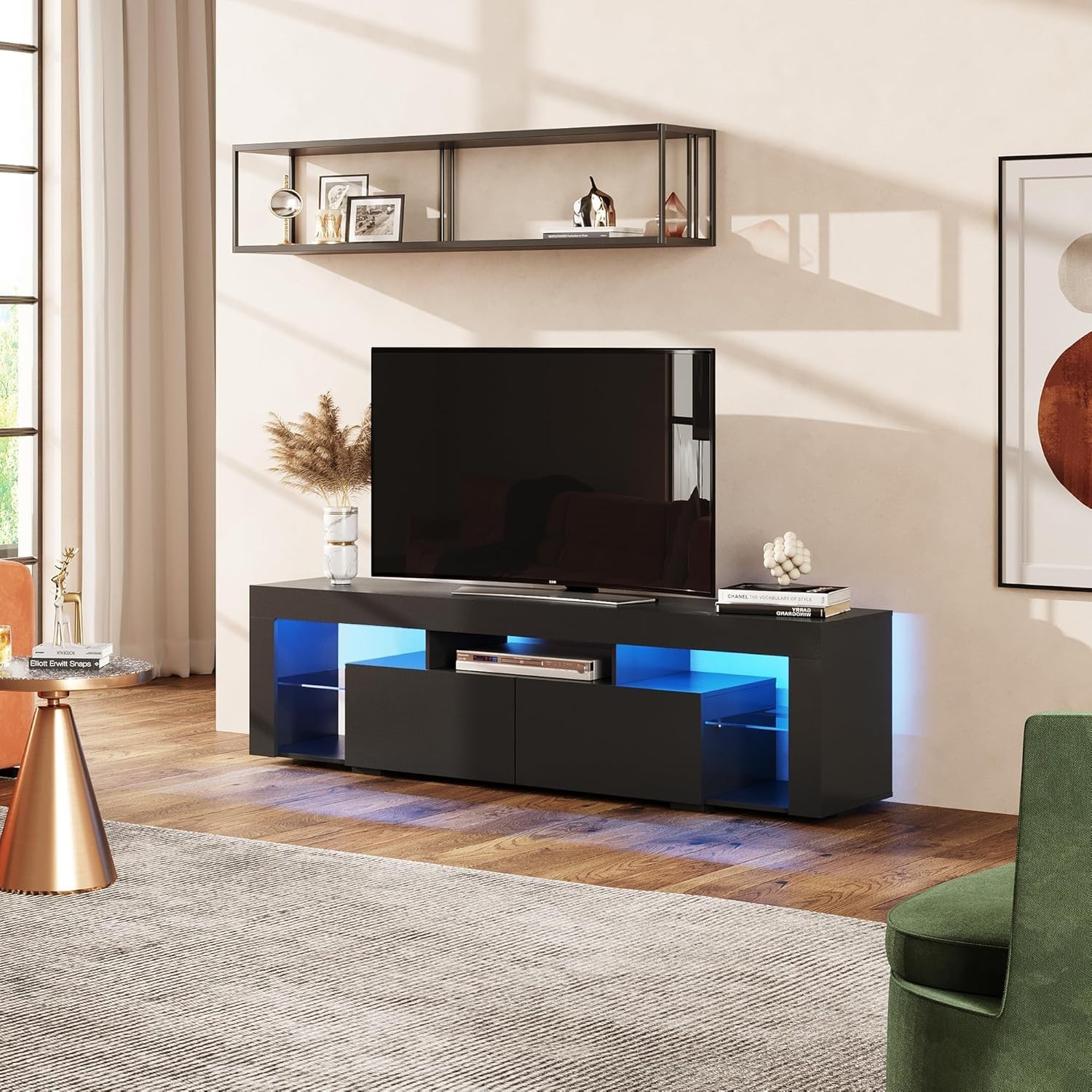 63" LED TV Stand for 50-75 Inch TVs Modern Media Console Cabinet Black FREE SHIP gallery