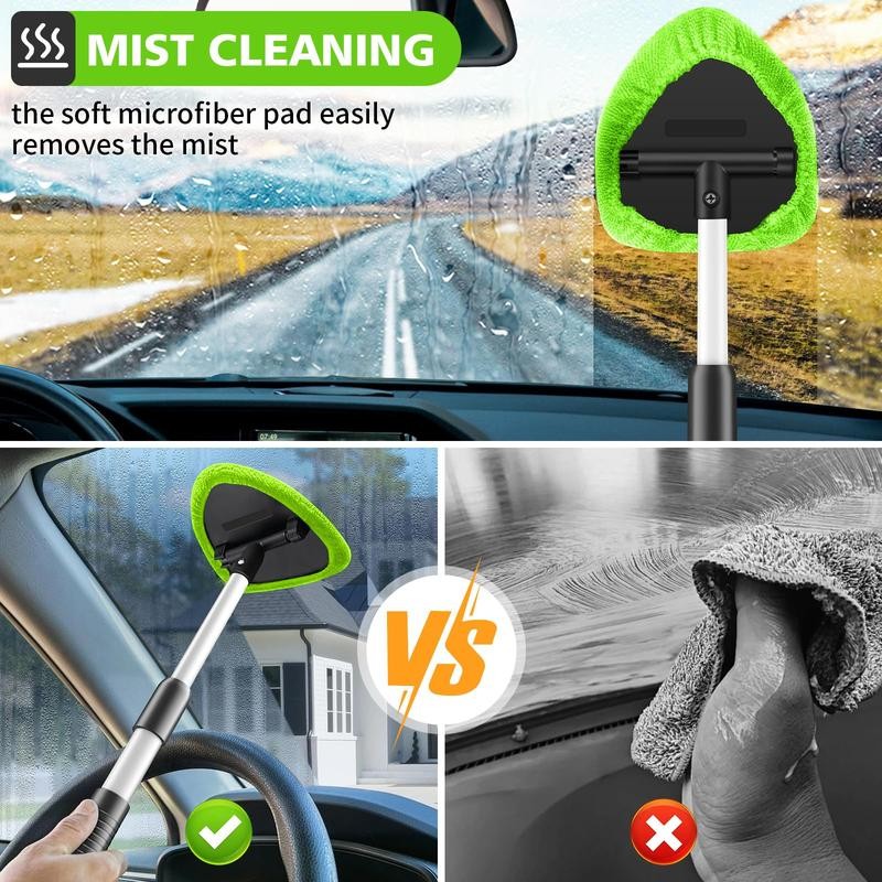Car Windshield Cleaning Tool 23" Extendable Handle 4 Reusable Pads In&Out Use gallery