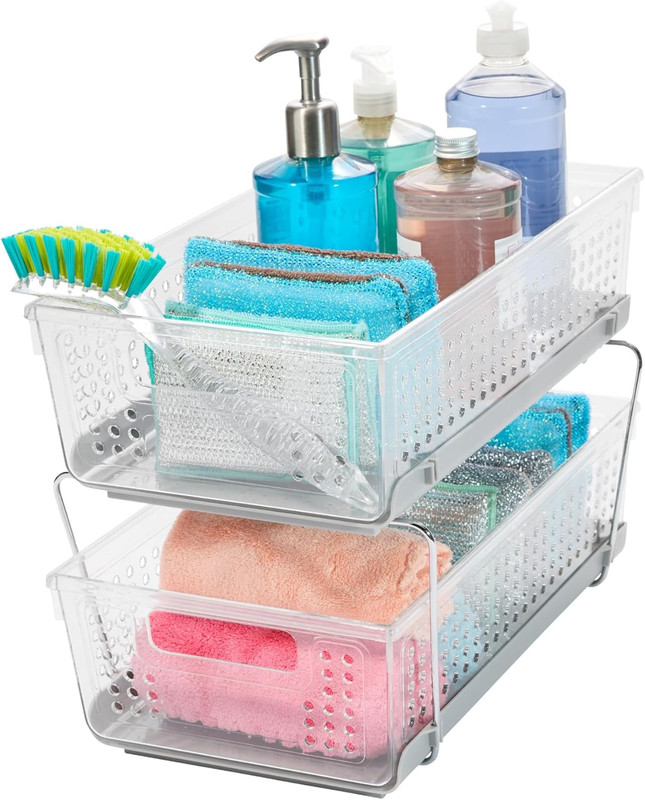 2 Tier Bath Organizer, Undersink Storage with Sliding Drawers, for Cleaning Supp gallery