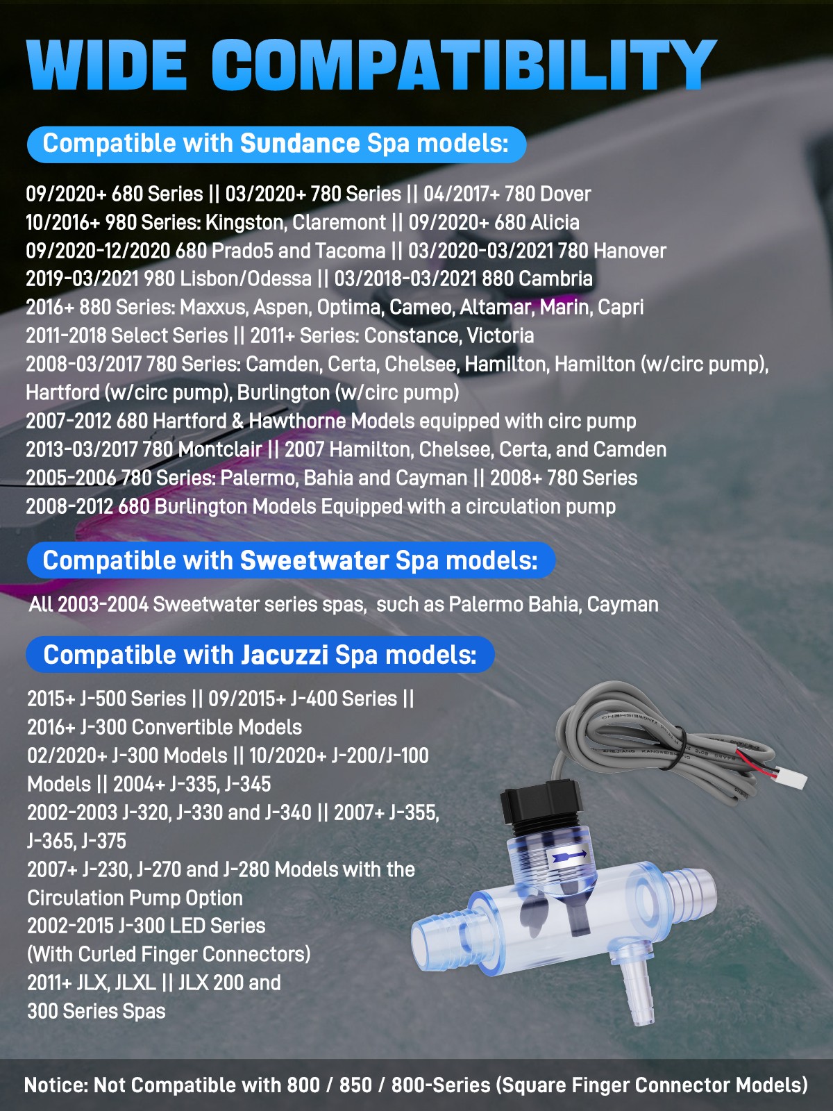 2560-040 Pool Flow Switch W/Tee & Cable For Sundance Spas Jacuzzi Spas Q-12DS-C2 gallery