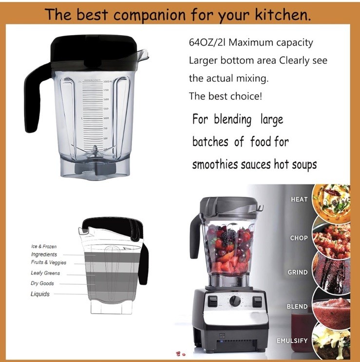 Pitcher Replacement 64oz Low-Profile Compatible W/Vita Mix 780 75-0 75-00 5000 gallery