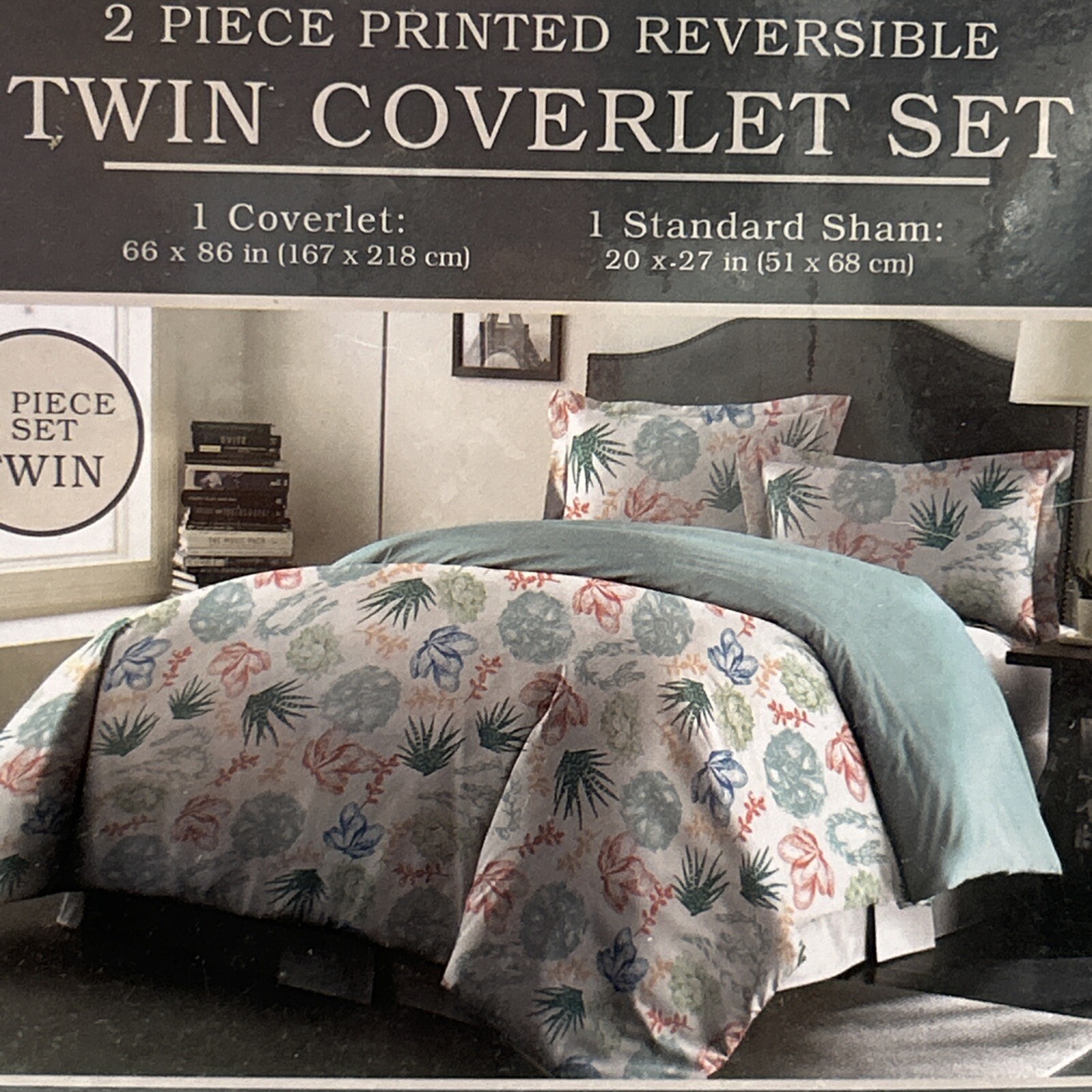 Floral Reversible Quilted Coverlet Twin Bed Set Standard Sham Bed Spread gallery