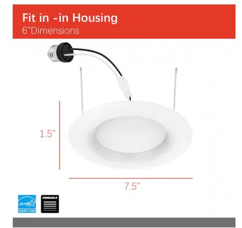 EcoSmart 65W LED Downlight 4 Pack 5-6in Dimmable Bright White E26 New in the Box gallery