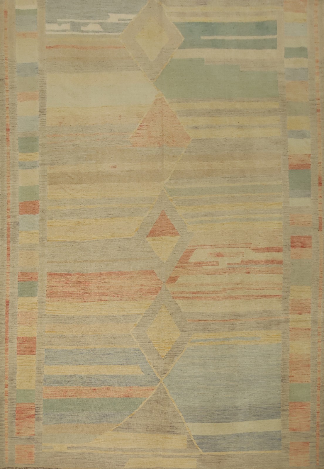 Kilim Flat-Weave Area Rug 8x10 Vegetable Dye Geometric Pastel Color Carpet gallery