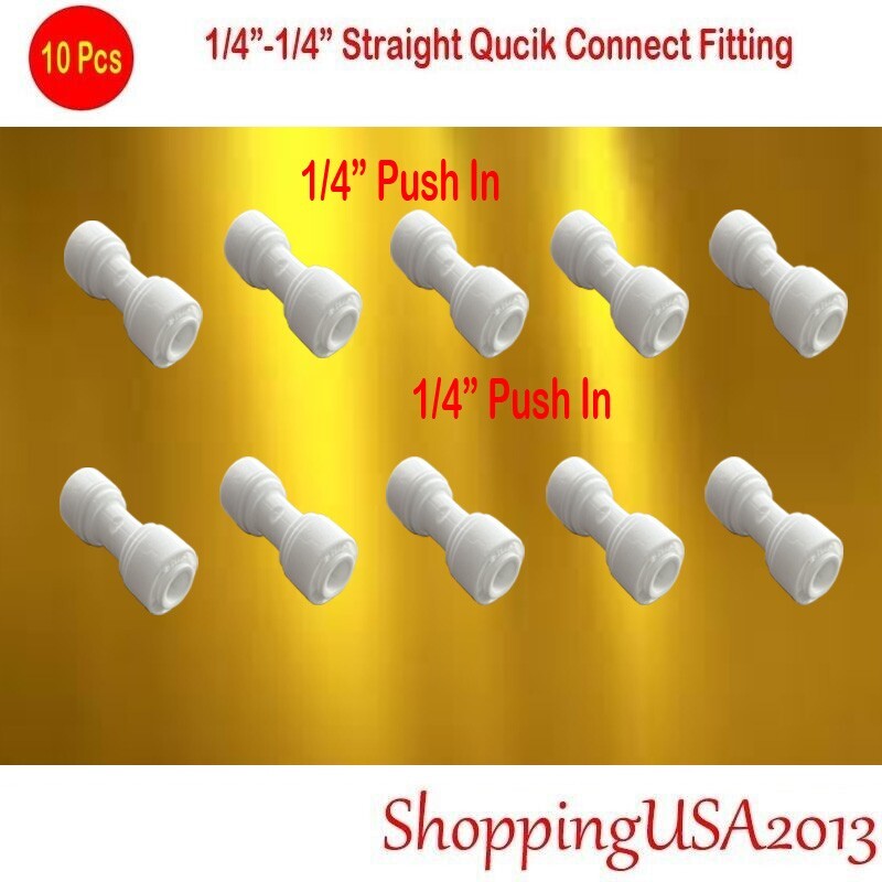 10 Pcs 1/4-1/4 Quick Connect Straight Fitting Connector Push In RO Home Office gallery
