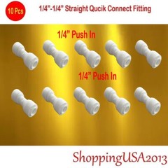 10 Pcs 1/4-1/4 Quick Connect Straight Fitting Connector Push In RO Home Office