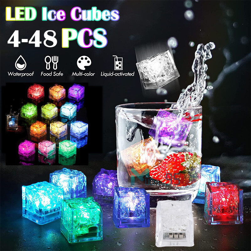 48x Light Up Ice Cubes Color Changing Led Ice Cubes for Drinks Glow in the Dark gallery