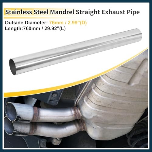 Straight Mandrel Exhaust Pipe 3" Inch OD 30" Inch Length T304 3"OD-Straight-30" gallery