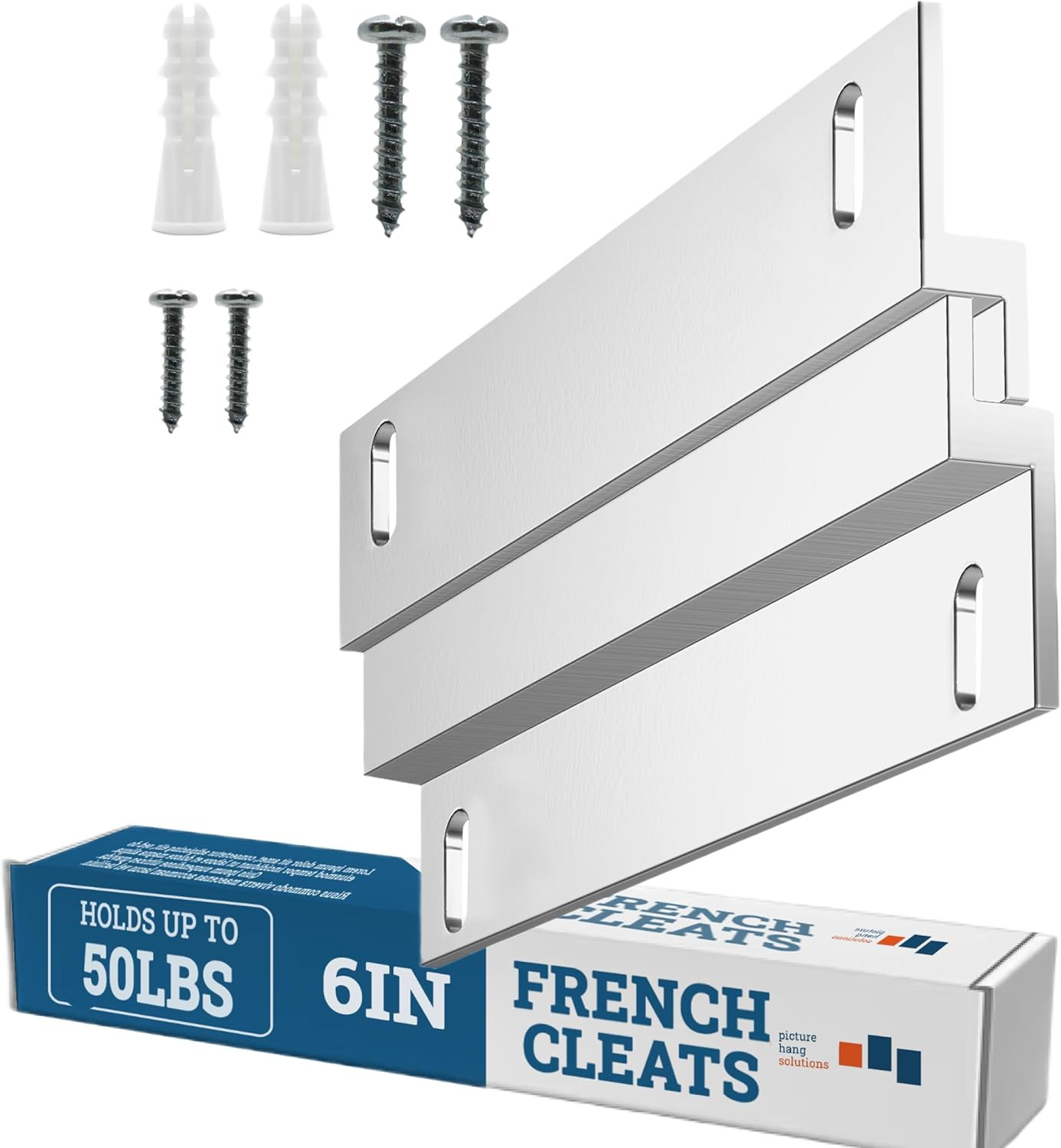 PHS French Cleat Hanger Kit 6In Heavy Duty Z Clips Supports 50Lb gallery