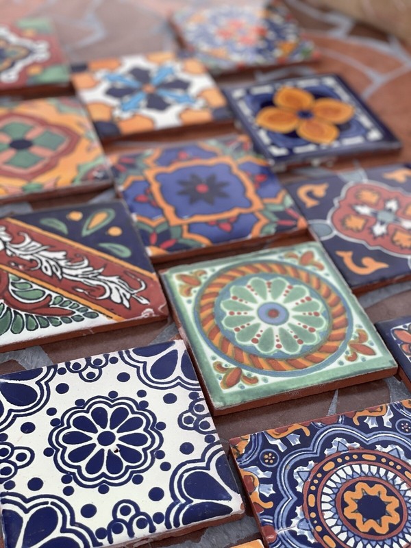 25 Assorted Mexican Ceramic 4x4 inch Hand Made Tiles gallery
