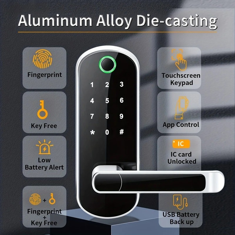 Fingerprint App Remote Control Keyless WIFI Digital Touchscreen Lock 2 IC Cards gallery