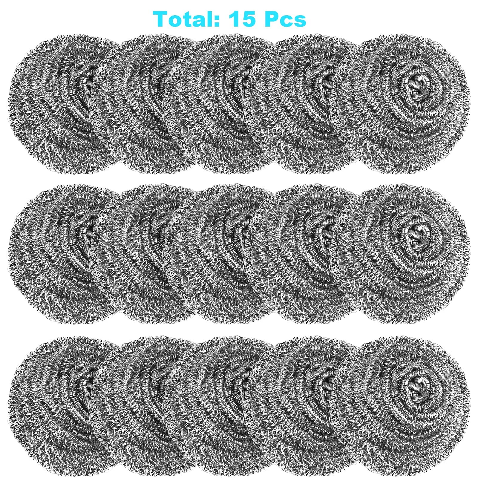 15 Pack Steel Wool Scrubber, Metal Kitchen Scrubbing Sponges, Dishwashing Sco... gallery