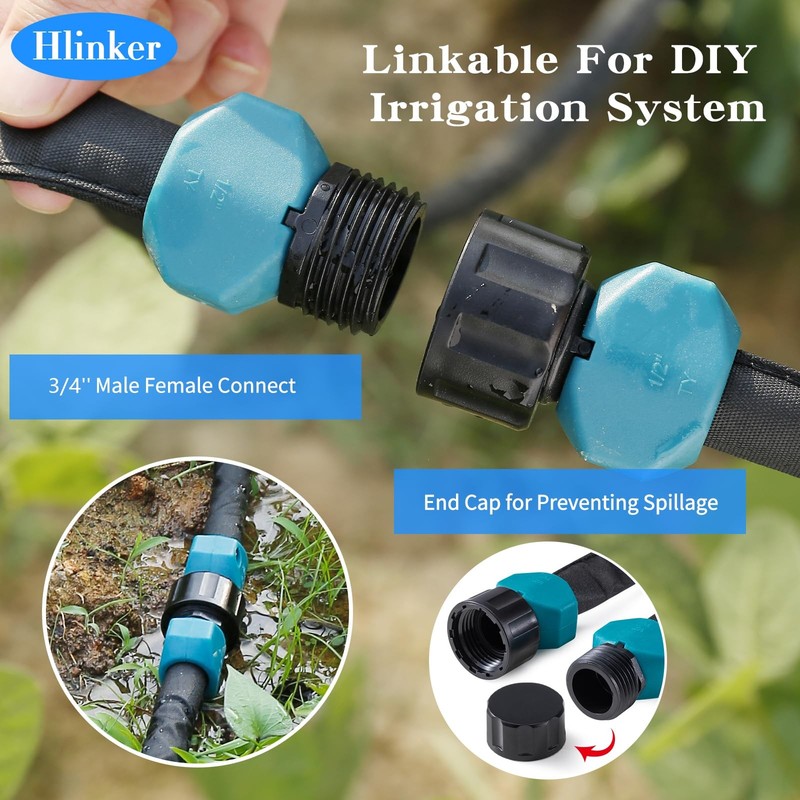 Soaker Hose 75 FT 1/2 Flat Heavy Duty Double Layer Drip Irrigation Hlinker Beds gallery