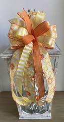 10″ Handmade Orange Yellow White Spring Wired Wreath Bow – Orange Slices