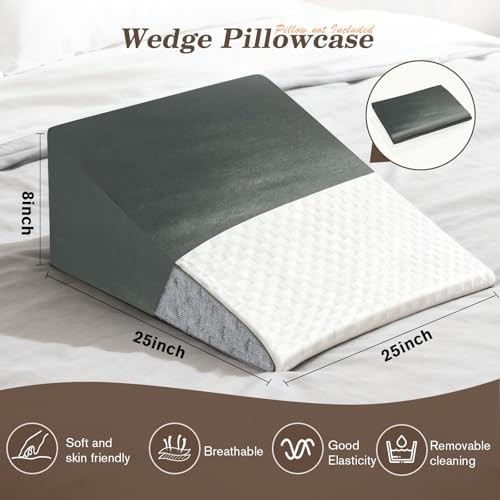 Thick Satin Wedge Pillow Case Cover, Soft & Skin-Friendly, Zippered, Machine Was gallery