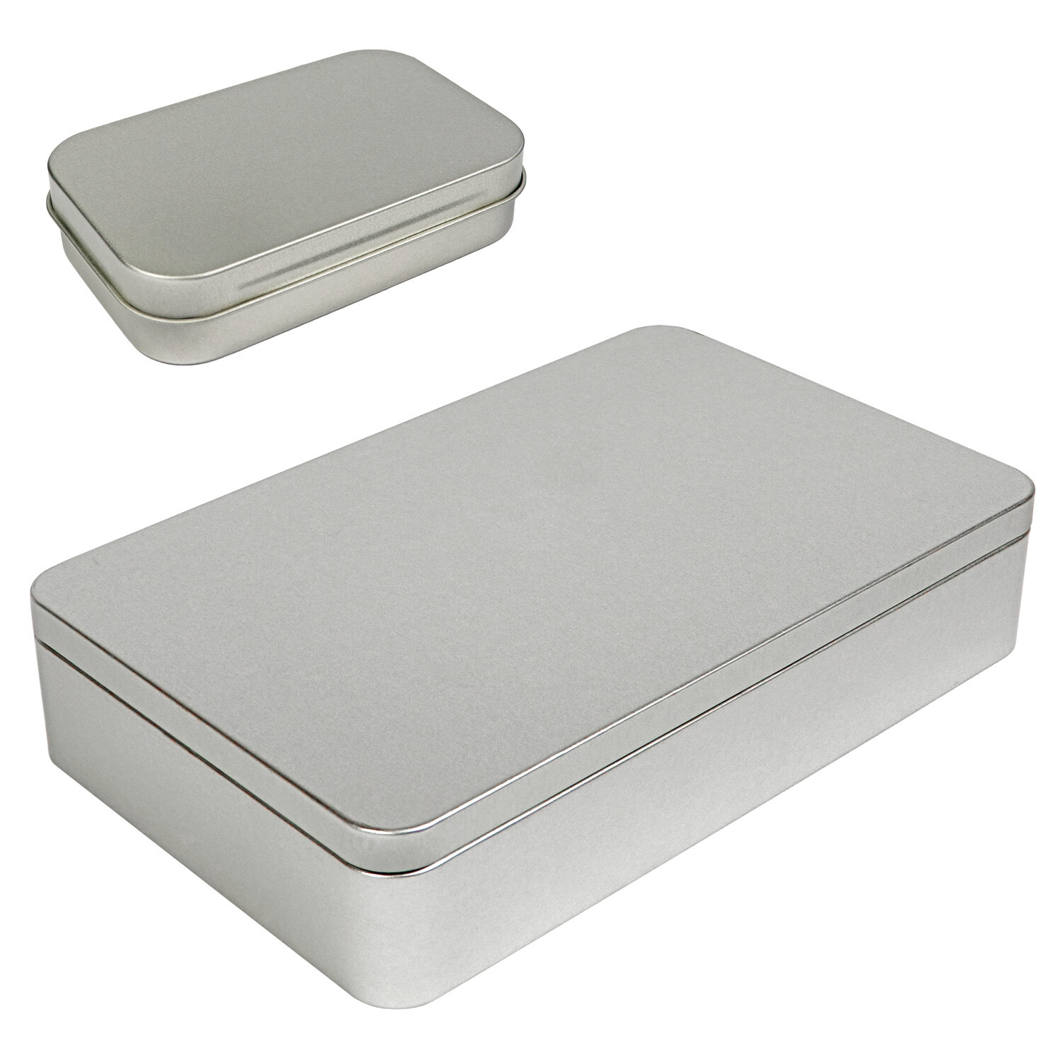 Large Silver Metal Rectangular Empty Tin Box Containers Storage Organization gallery