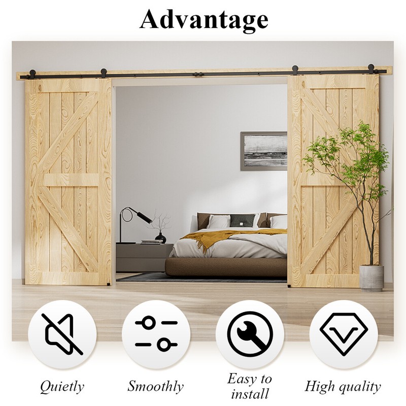 4FT~20FT Rustic Sliding Barn Door Hardware Kit for Single/Double/Bypass T Roller gallery