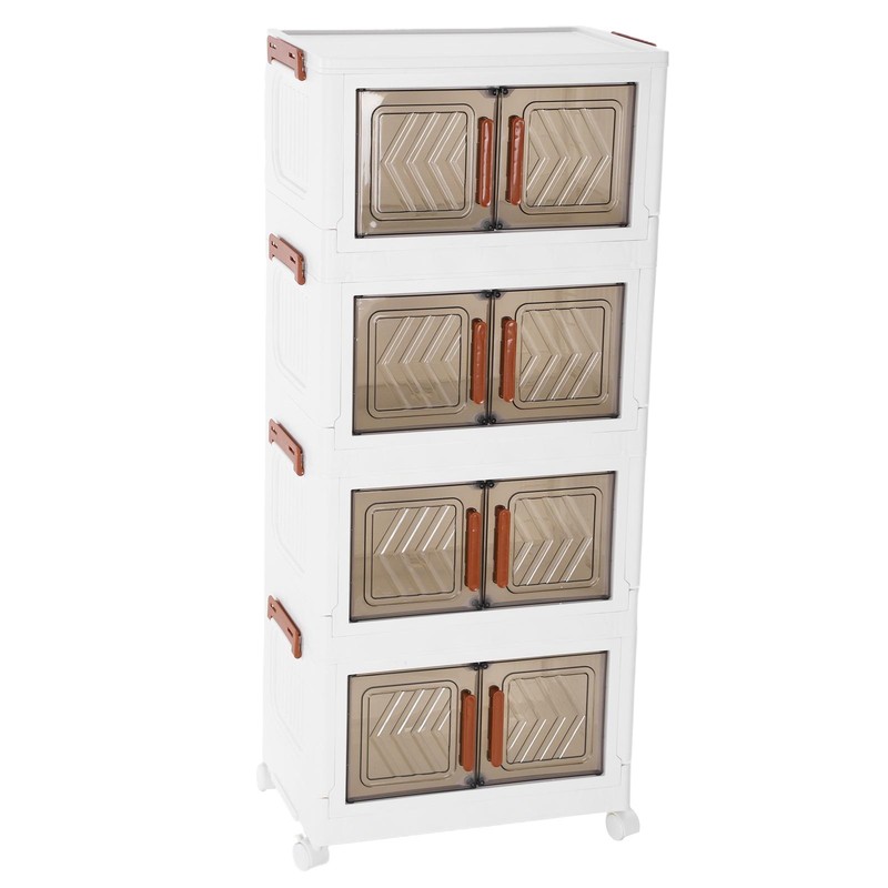 4 Tier Stackable Storage Bins with Lids Doors Wheels Storage Drawer (Clear) gallery