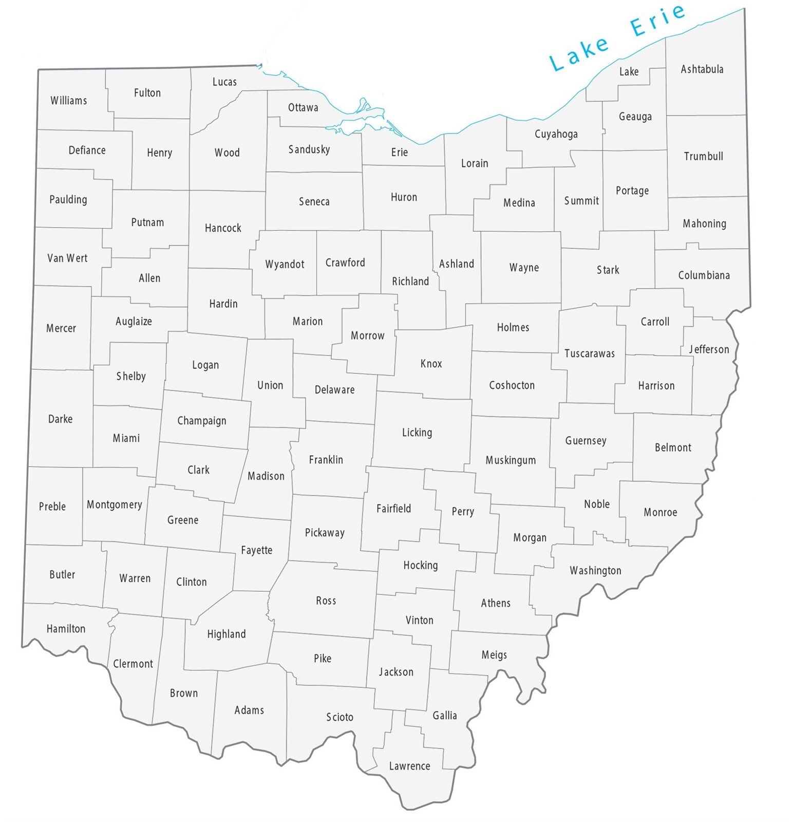 Ohio County Map GLOSSY POSTER PICTURE PHOTO PRINT BANNER 12037 gallery