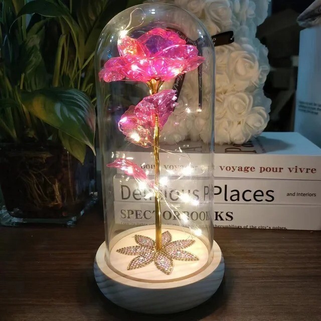 LED Valentines Day Gift: Artificial Eternal Beauty Rose in Glass Dome gallery