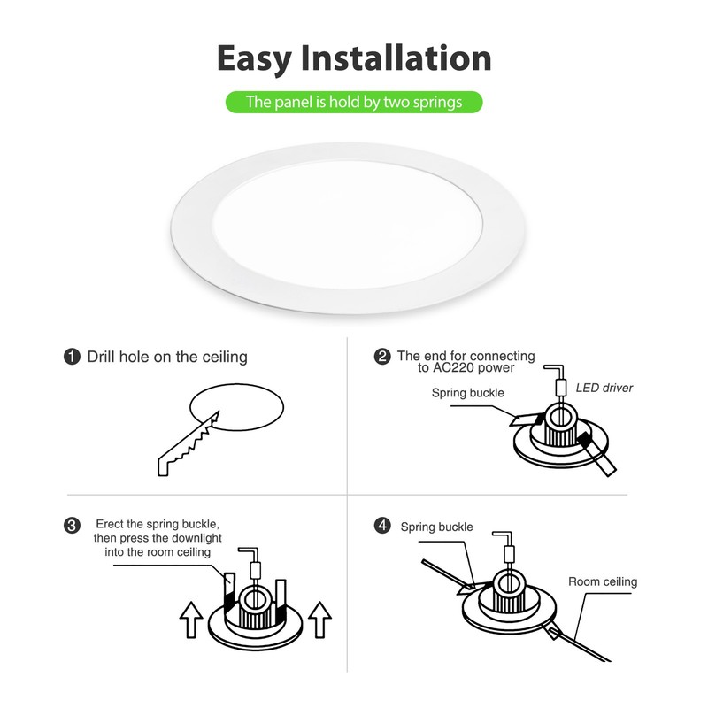7Inch LED Ceiling Lights Ultra-Thin Recessed Retrofits Kit 6000K Daylight 15W gallery