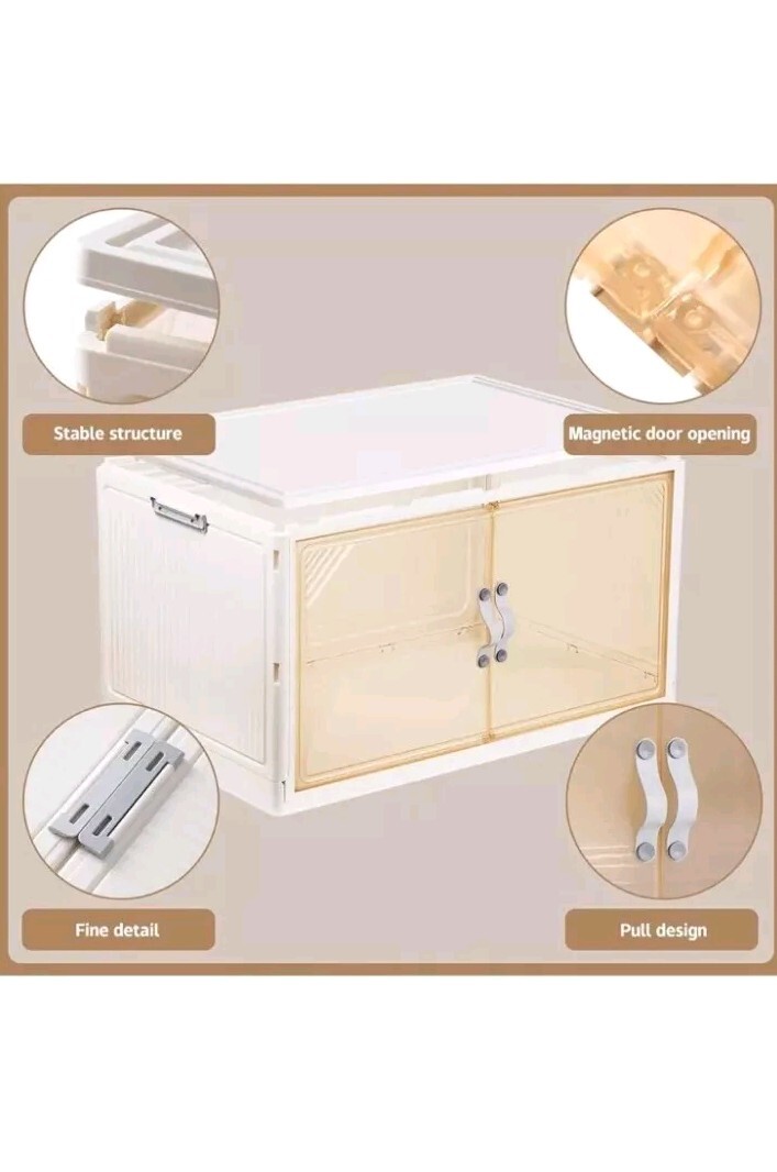 3 Pack - Collapsible Storage Cabinet - Foldable Storage Bins with Doors - 96 QT gallery