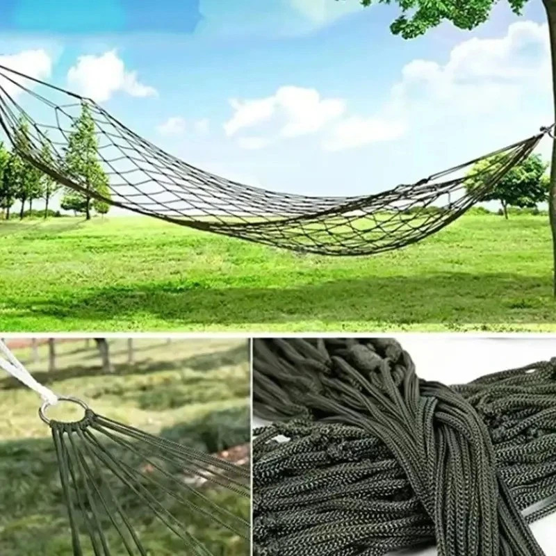 Nylon Rope Hammock Outdoor Sleeping Net Bed Portable Camping Garden Beach Yard gallery