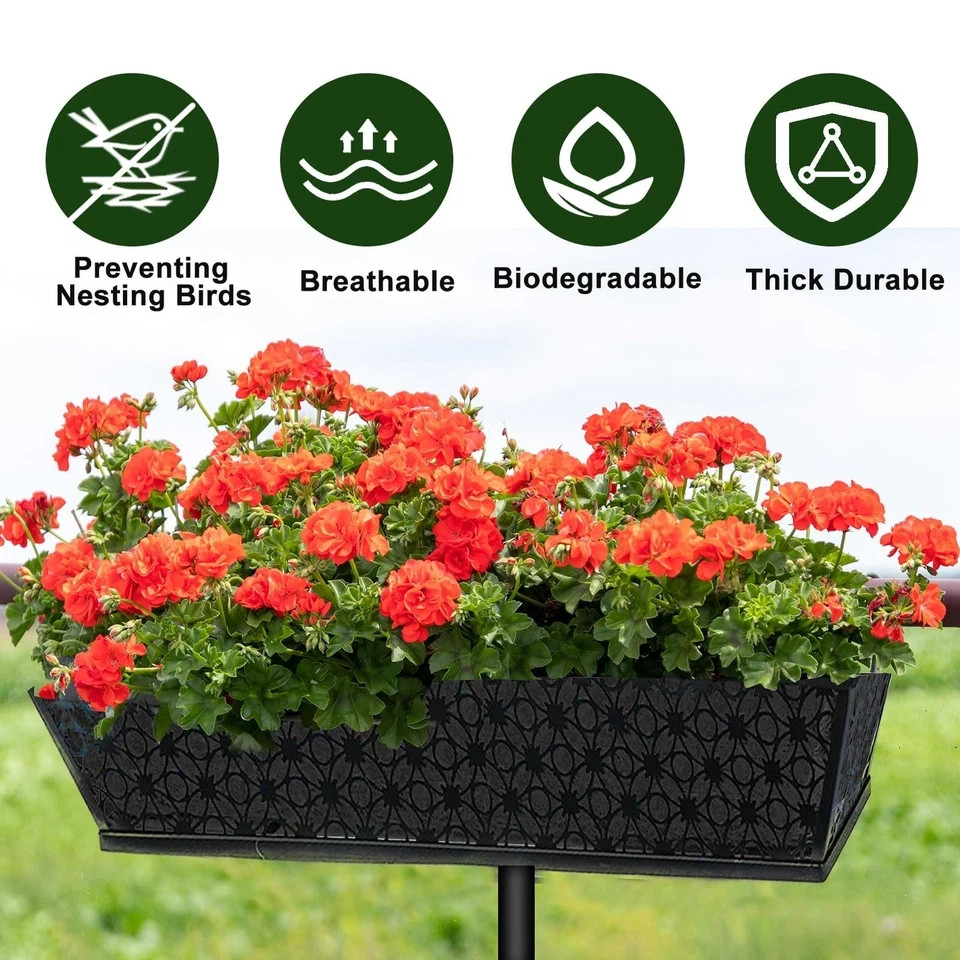 4PCS 30Inch Rectangle Window Box Liner Felt Planter Basket Liner Insert Black... gallery