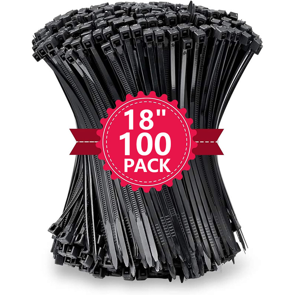 100Pcs 18" Cable Ties Heavy Duty 50 LBS Ultra Nylon Wrap Wire Zip UV Resistant gallery