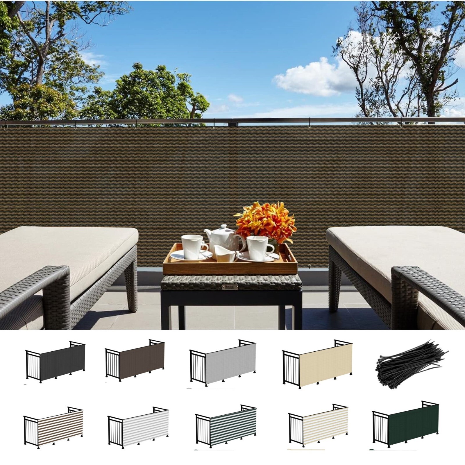 3ft Tall Privacy Balcony Fence Screen Deck Garden Yard Patio Fabric Shade Cover gallery