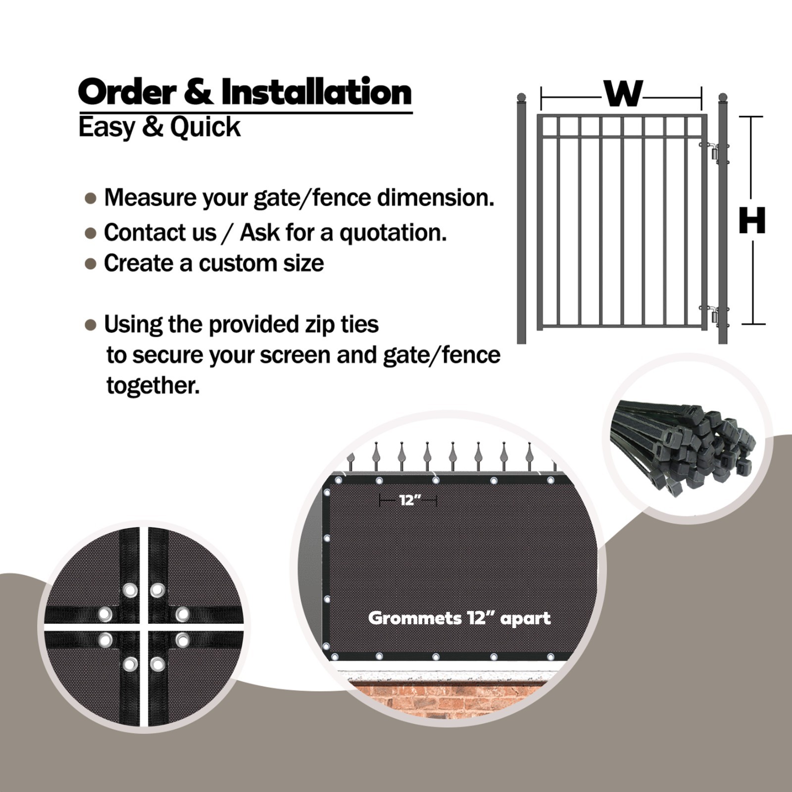 Dark Brown PVC Coated Gate Privacy Screen Panel Privacy Barrier 95% UV Block gallery