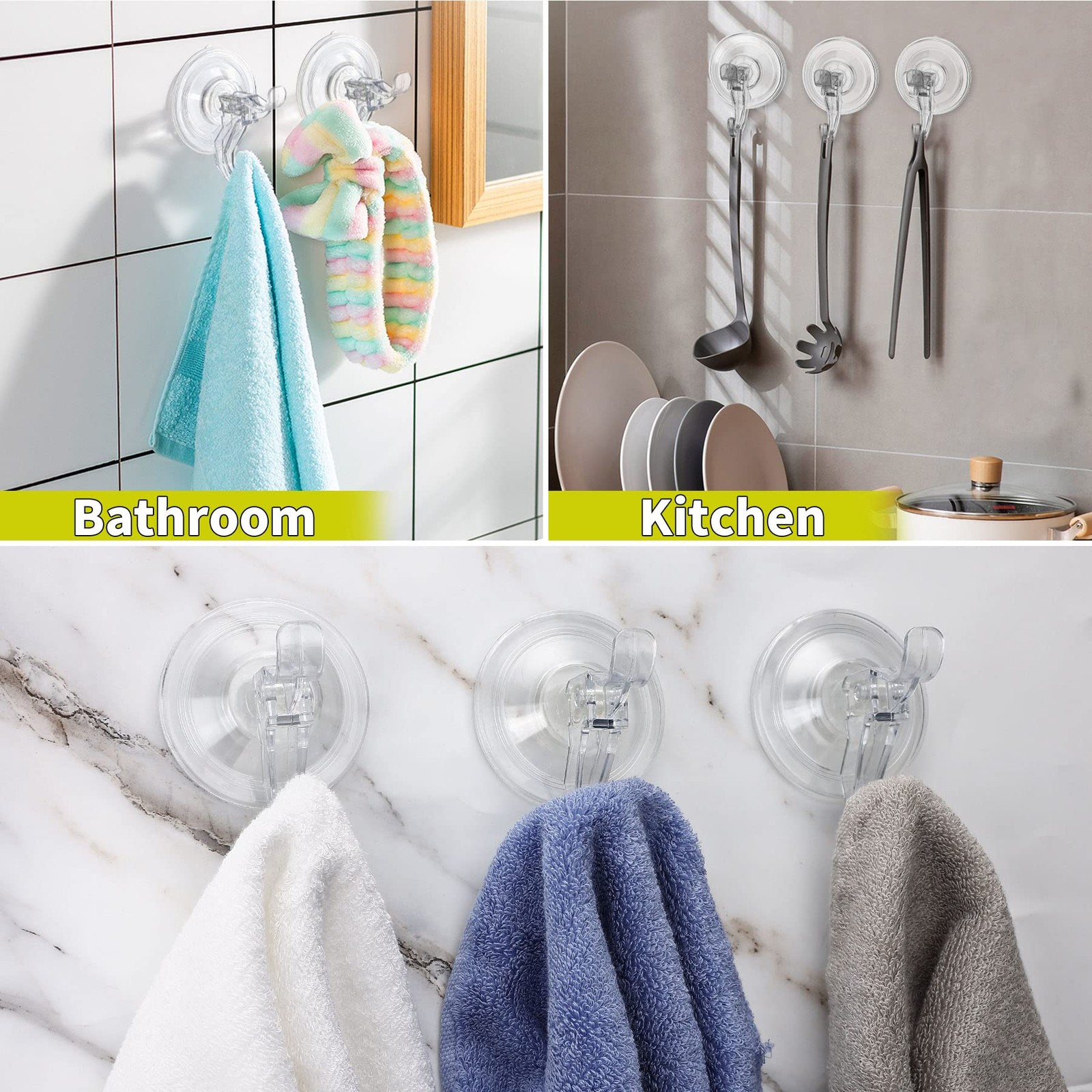Transparent Heavy Duty Suction Hooks Hold 11 lbs Modern Reusable 5 PCS gallery