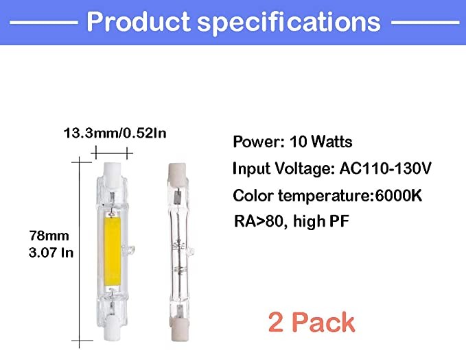 78mm 10W R7S LED Bulbs Dimmable Double Ended Flood Light Landscape Work Lighting gallery
